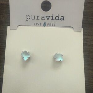 Pura Vida Opalescent Light Blue Stud Earrings